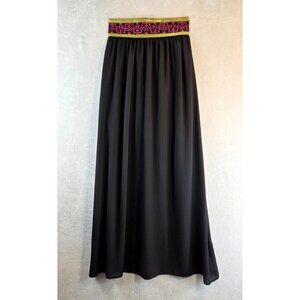 Black Evening Maxi Skirt by Dina Be XS Embellished Waist Band Moroccan Boho Gold